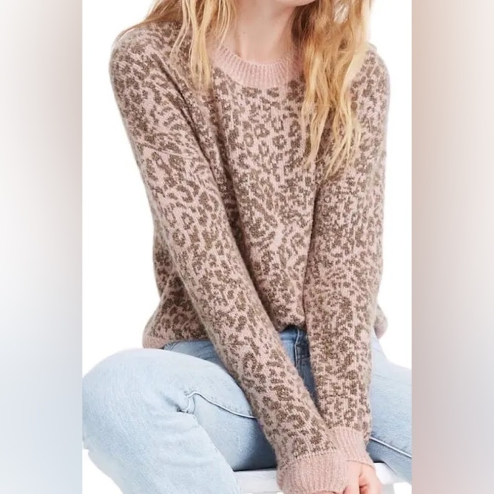 EUC Madewell Leopard Print Sweater Top Sz XS oversized